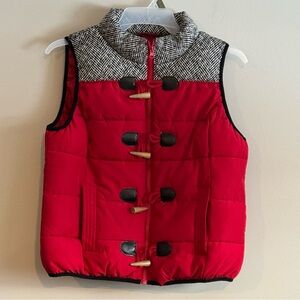 Ruff Hewn Red Puffer Vest with Herringbone Collar Size PXL